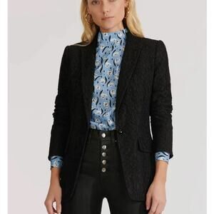 Veronica Beard Black Lace Blazer Long and Lean Ashburn Jacket sz 2 $795 Formal